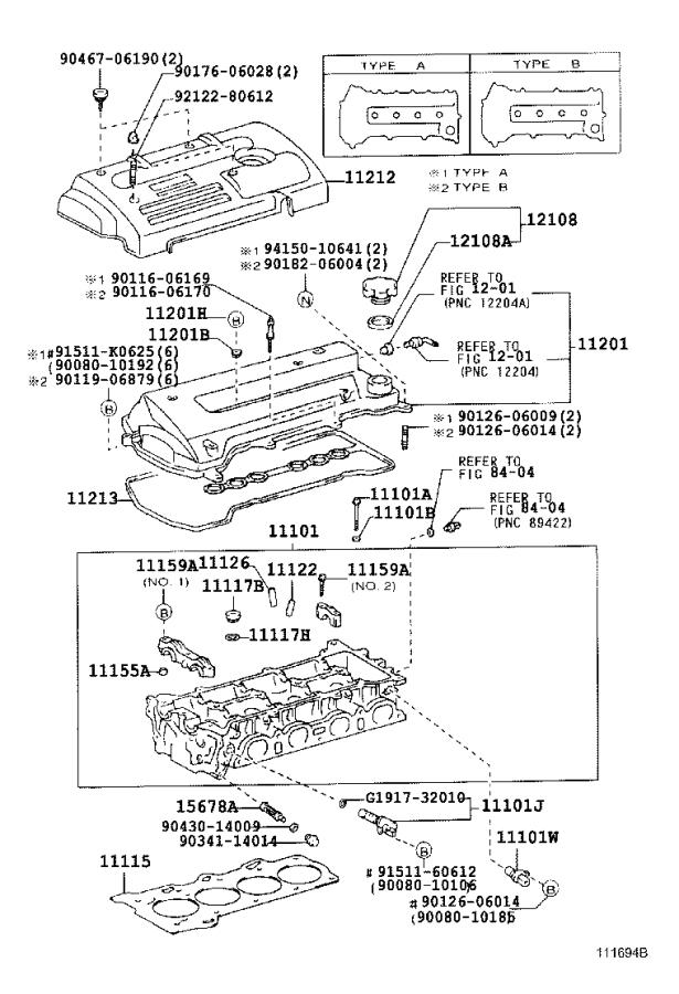 Toyota Corolla Engine Valve Cover. ILLUSTRATION - 112010D030 | Toyota ...