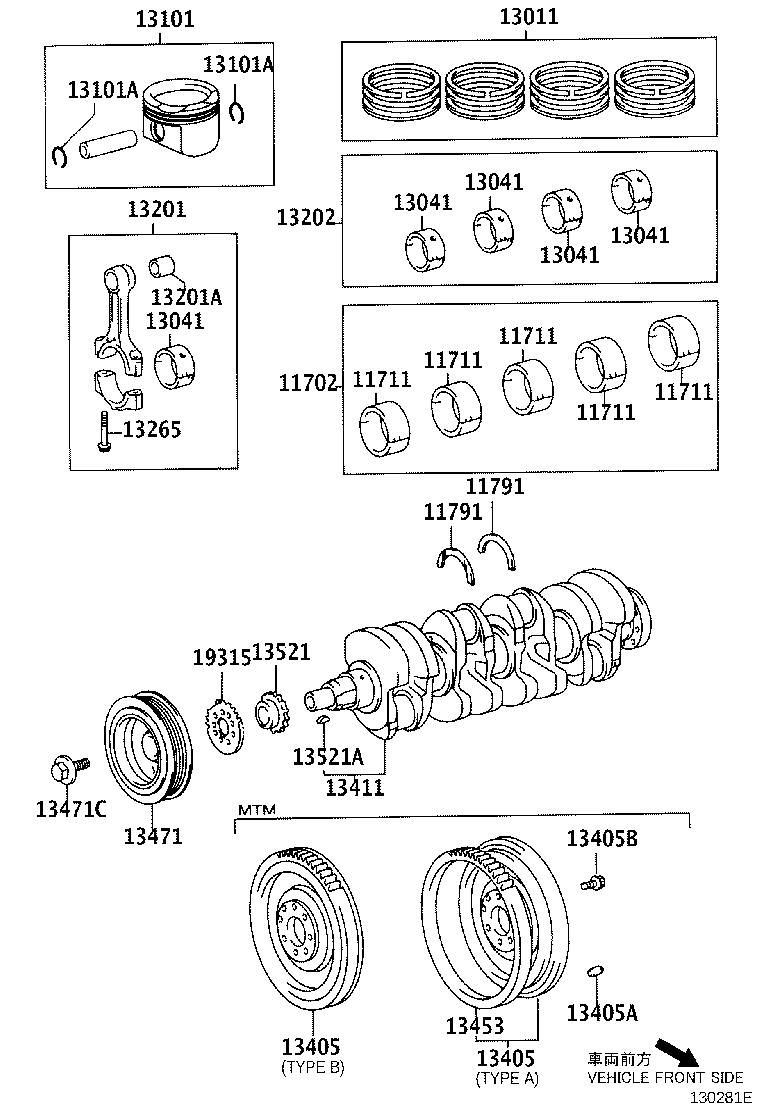 Toyota Matrix Engine Crankshaft Main Bearing. MARK 4 - 117010D01004 | Toyota South Atlanta ...