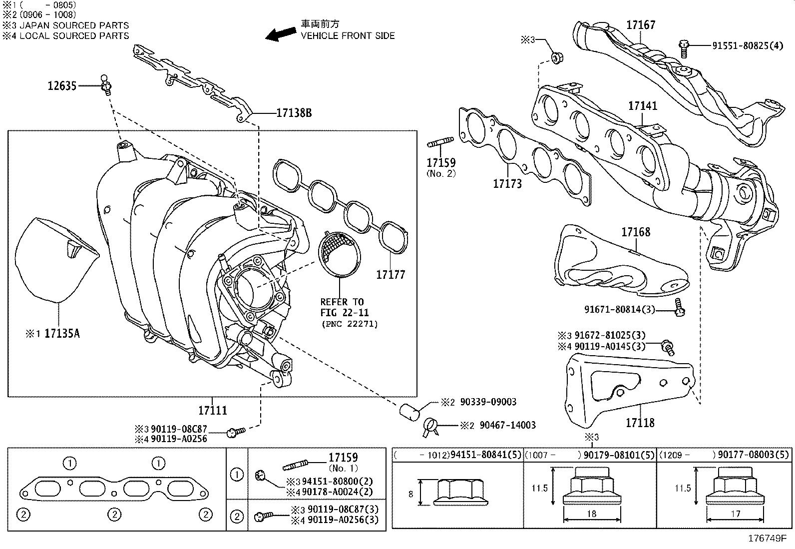 Toyota Corolla Gasket, intake manifold to head, no. 1. Gen, exhaust