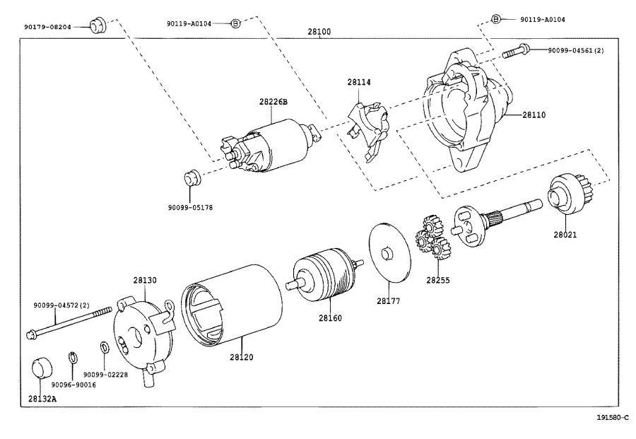 Toyota Corolla Frame assembly, starter commutator end. Engine, cnd