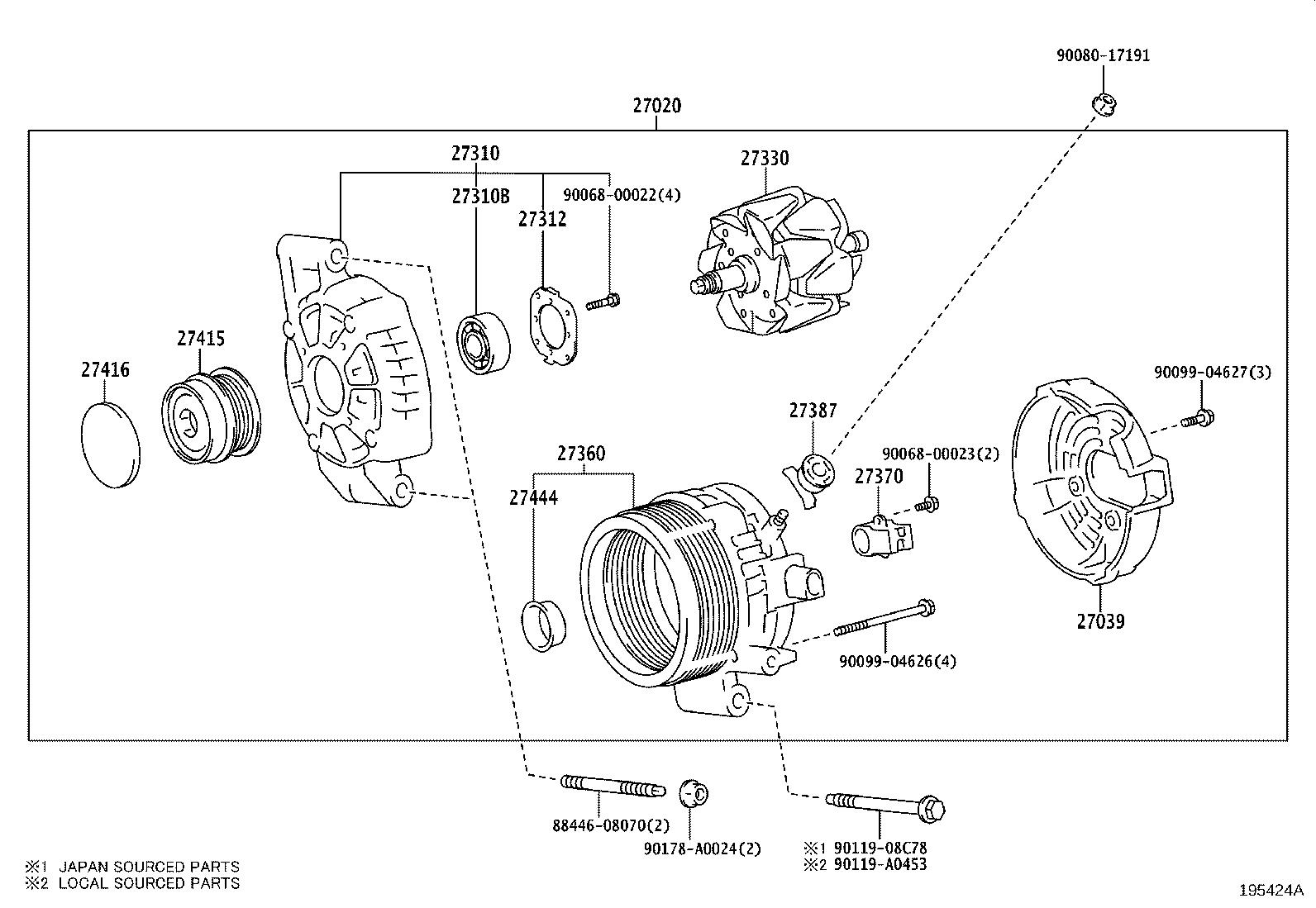 Toyota RAV4 Holder Assembly, Alternator Brush. Valeo, Cos - 273700V160 ...