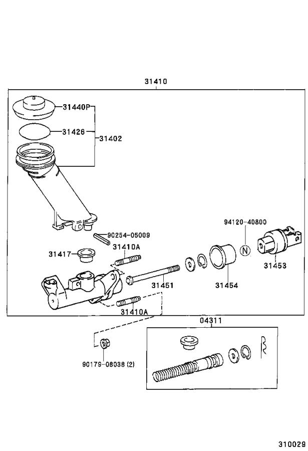 Toyota Camry Clutch Master Cylinder. MTM, Driveline, Pedal - 3141033030 ...