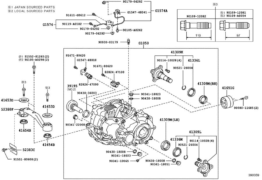 Toyota Highlander Bolt, flange. Transaxle, assy, hybrid 91551G0820