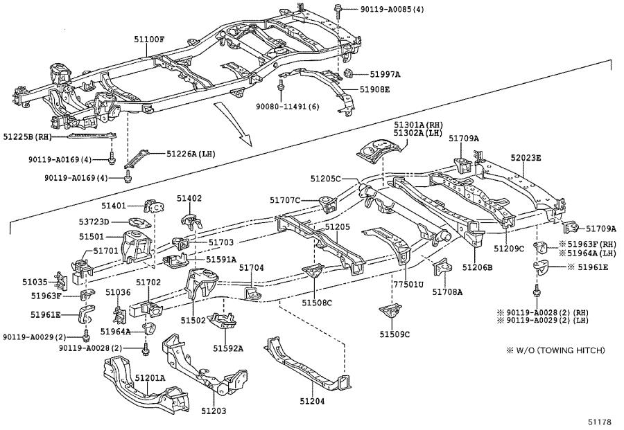 Toyota Sequoia Chassis Frame Reinforcement (Left, Rear) - 513020C010 ...