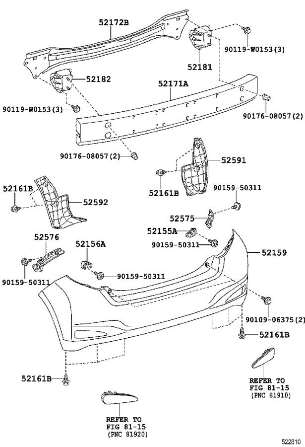 Toyota Yaris Retainer, rear bumper side, left. Body, interior, stay ...