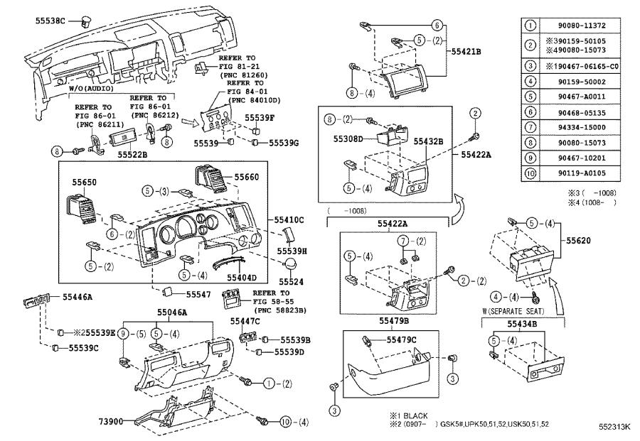 Toyota Tundra Panel sub-assembly, instrument. Black - 553010C050C0