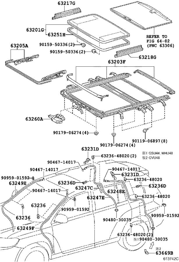 Toyota Highlander Cushion, roof rack leg, rear right. Rail, body ...