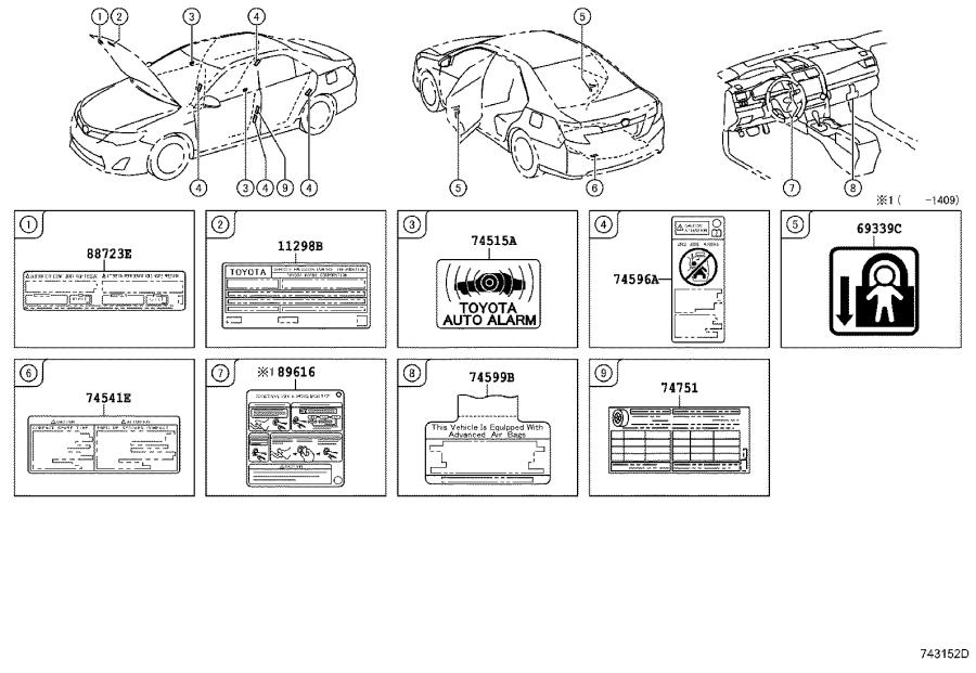 Toyota Camry Emission Label. INTERIOR, Body - 112980V362 | Toyota South ...