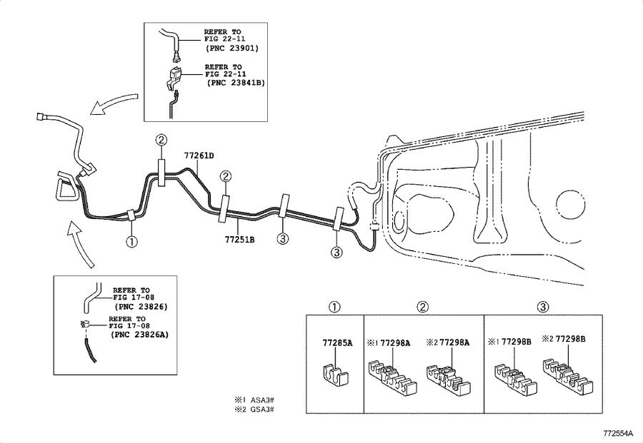 Toyota RAV4 Fuel Filler Door Release Cable. TANK, TUBE, Body