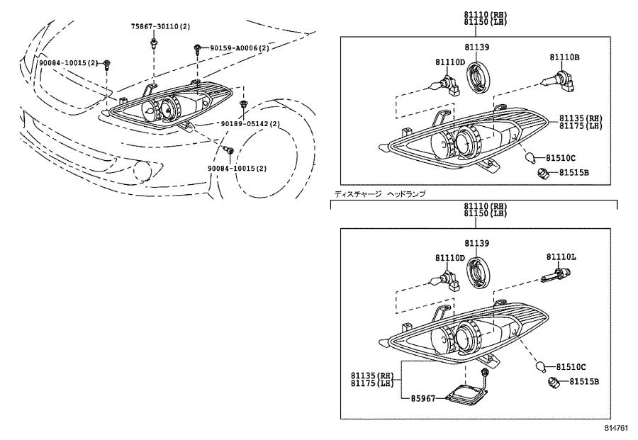 Toyota Solara Headlamp Assembly Right Lamps Electrical
