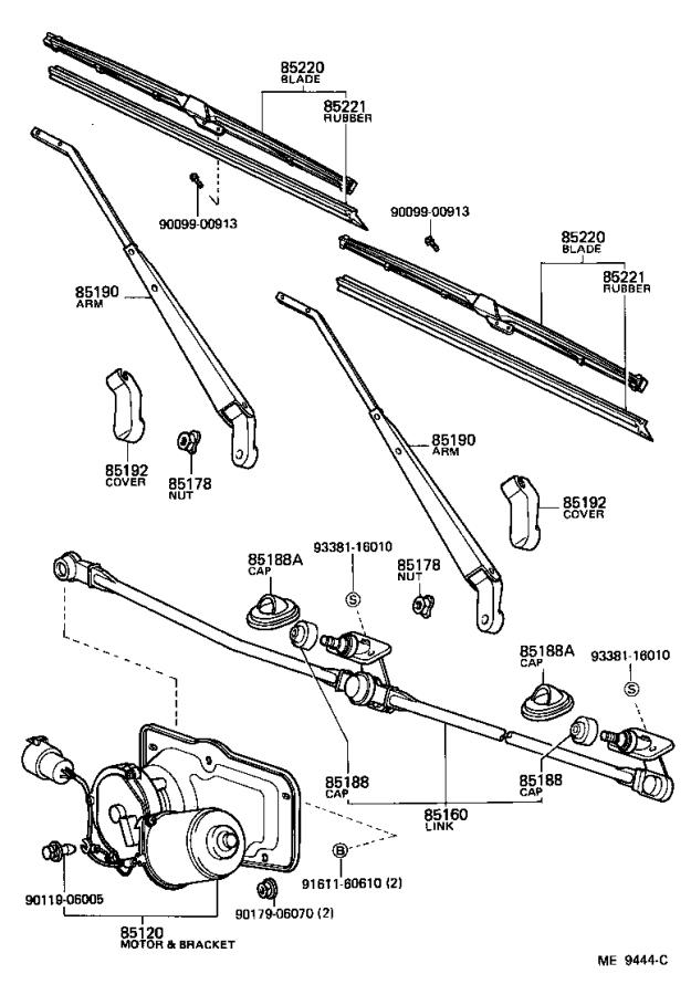 Toyota Land Cruiser Arm assembly, windshield wiper. Replace, electrical